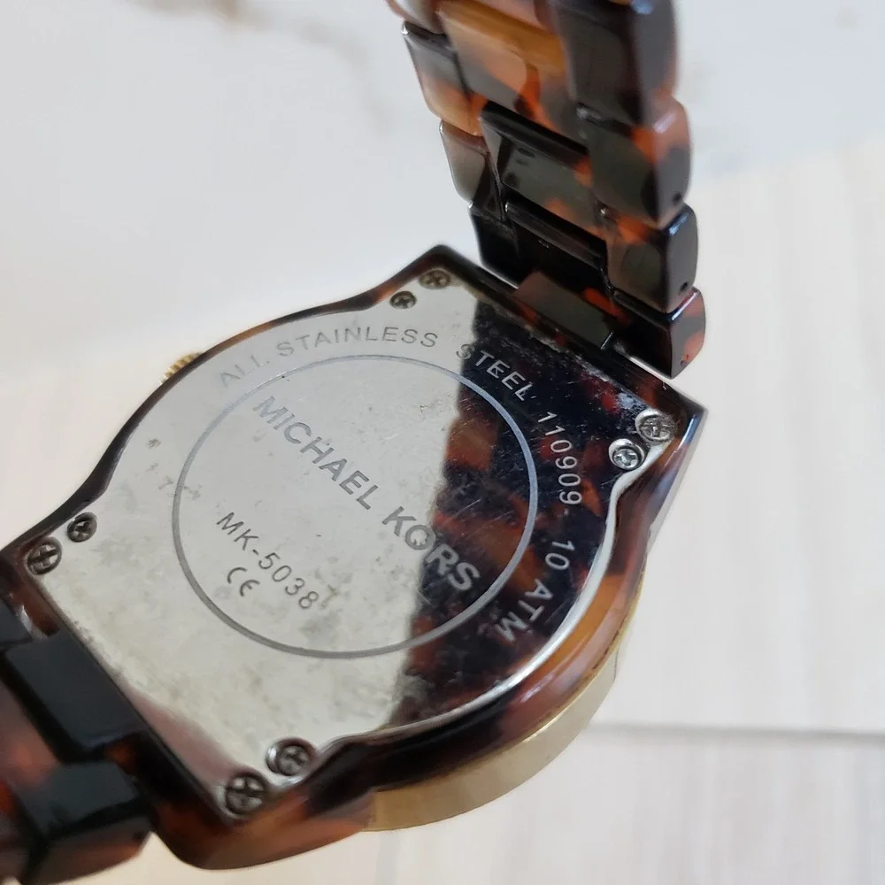 Michael Kors Watch Jet Set Tortoise Shell Ladies Brown Jewelry Swarovski Crystal